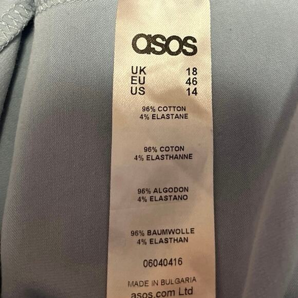 ASOS Women's Blue Ruffle Sleeveless Strapless Mini Sheath Tube Tank Dress Sz 14 - Picture 5 of 5